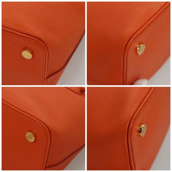 LOUIS VUITTON Suhari Lockit PM Hand Bag Taurillon Leather Orange LV Auth - Picture 16 of 16